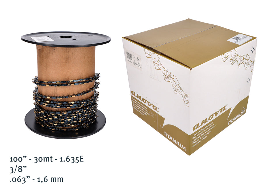 ROLLO CADENA 100" ANOVA TITANIUM 3/8" .063" CUADRADA