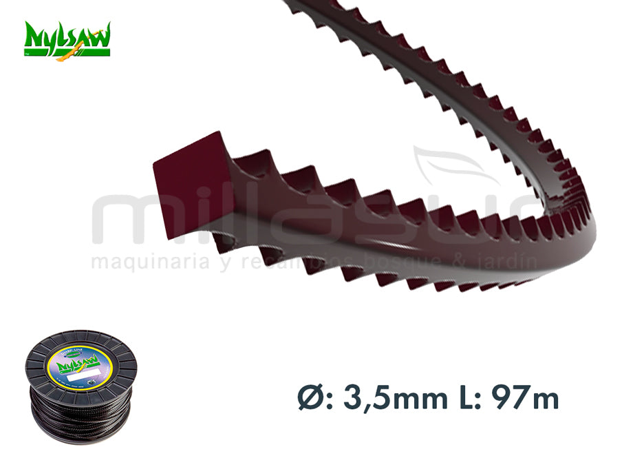 BOBINA NYLON "DIENTE TIBURÓN" 97 m. x 3.50 mm.