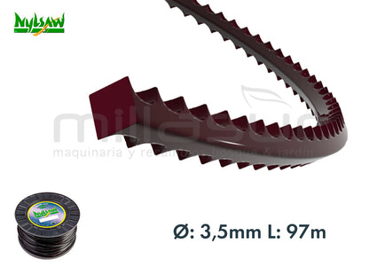 BOBINA NYLON "DIENTE TIBURÓN" 97 m. x 3.50 mm.