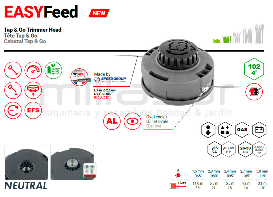 CABEZAL EASYWORK 102 CARGA RÁPIDA - SIN ADAPTADOR