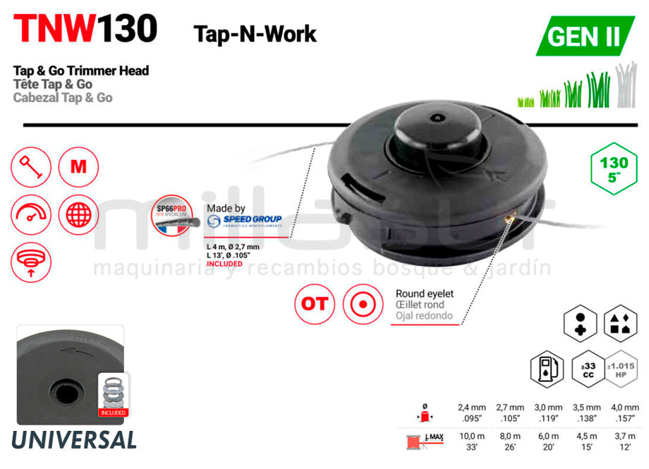 CABEZAL TAP-N-GO PROFESIONAL TNW130 - UNIVERSAL