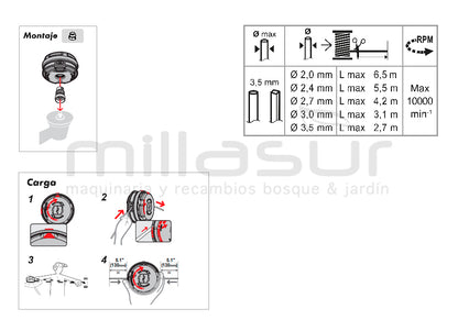CABEZAL TAP-N-GO TF109 CARGA RÁPIDA BOTÓN PLANO - 8 x 1.25 Izq/Macho, 10 x 1.25 Izq/Hembra