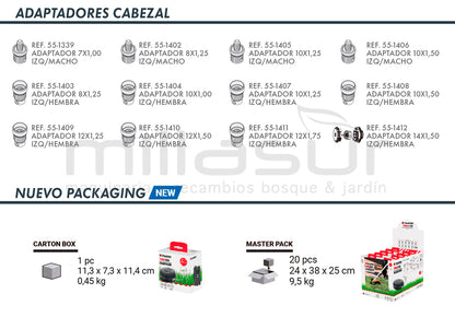 CABEZAL TAP-N-GO TF109 CARGA RÁPIDA BOTÓN PLANO - 8 x 1.25 Izq/Macho, 10 x 1.25 Izq/Hembra