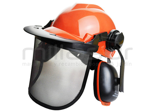 CASCO FORESTAL CON PANTALLA Y AURICULARES