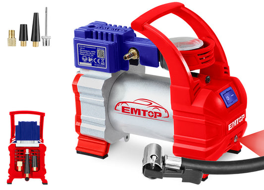 COMPRESOR AIRE PARA COCHE DC12V - 10A 10BAR 35L/min EMTOP