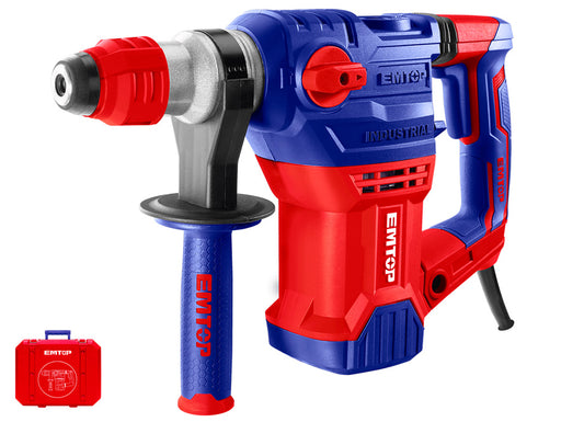 MARTILLO PERCUTOR 1500W EMTOP 5,5J (TIPO SDS PLUS - 3 BROCAS 2 CINCELES - CON MALETIN )
