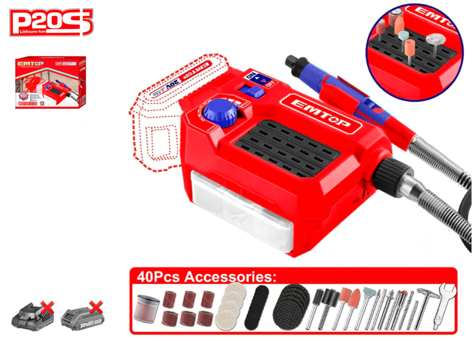 MINIHERRAMIENTA RECTIFICADOR MATRICES P20S (INCLUYE 40 ACC, SIN BATERIA NI CARGADOR)