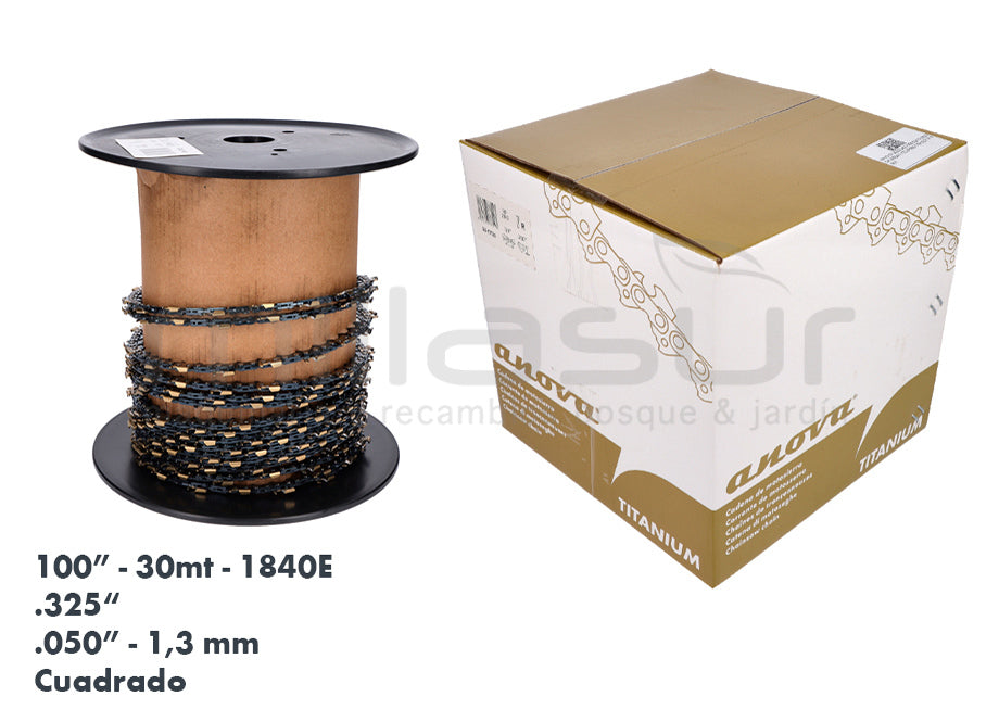 ROLLO CADENA 100" ANOVA TITANIUM .325" .050" CUADRADA