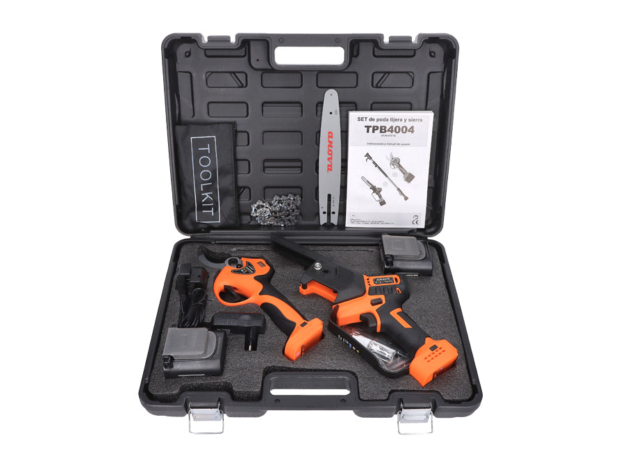 SET DE PODA TIJERA ANOVA 40MM+SIERRA 8PÉRTIGA 1,5-2,1M 21V