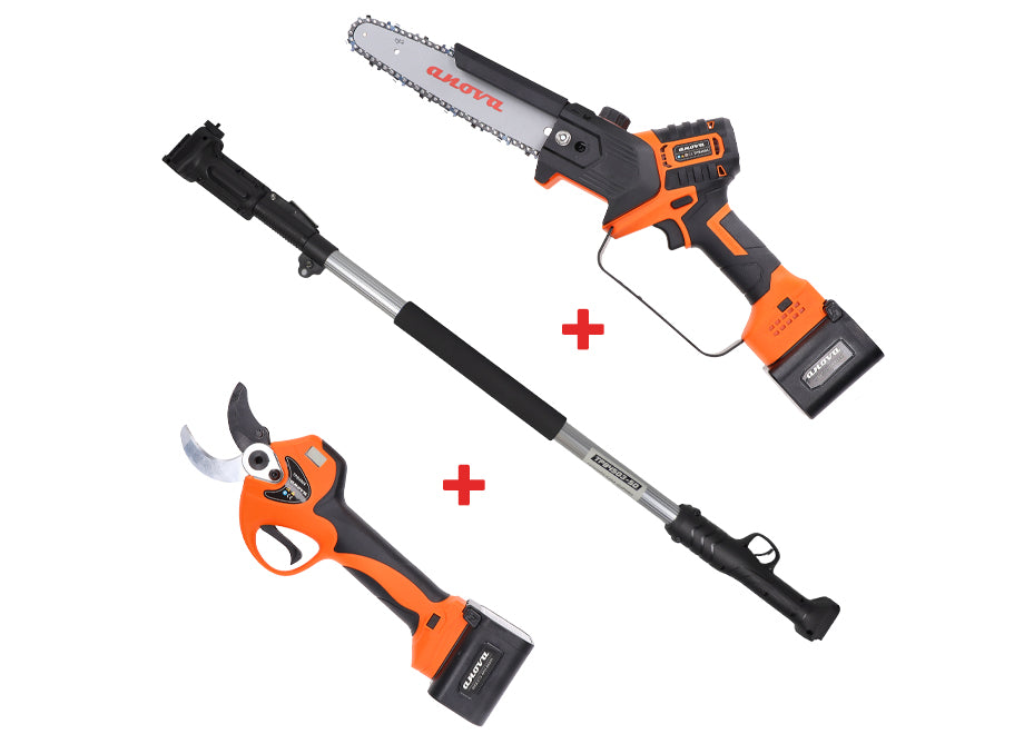 SET DE PODA TIJERA ANOVA 40MM+SIERRA 8PÉRTIGA 1,5-2,1M 21V