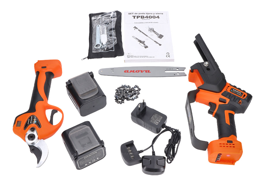 SET DE PODA TIJERA ANOVA 40MM+SIERRA 8PÉRTIGA 1,5-2,1M 21V