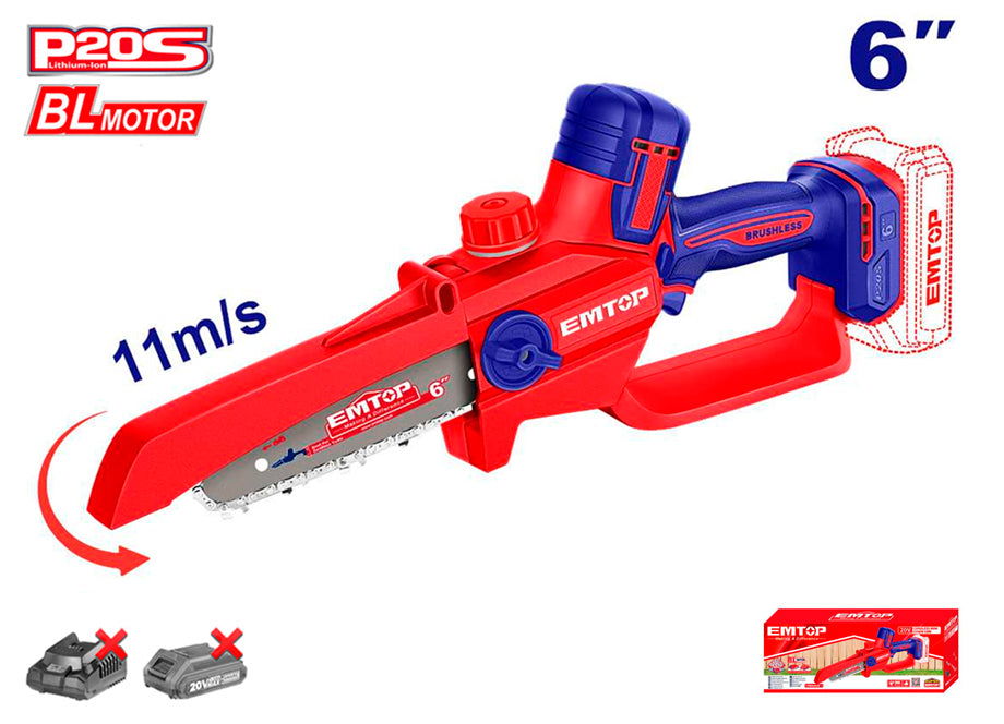 SIERRA 6" BATERIA 20V BRUSHLESS EMTOP - P20S (BATERIA Y CARGADOR NO INCLUIDOS)