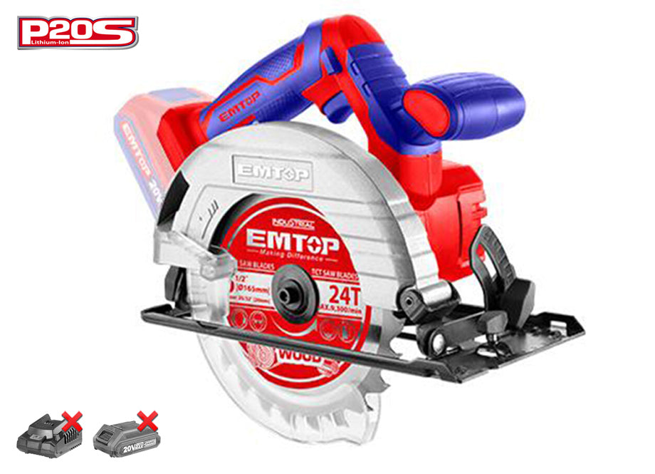 SIERRA CIRCULAR 165MM EMTOP BATERIA 20V - P20S - (1 DISCO - NO INCLUYE BATERÍA NI CARGADOR)