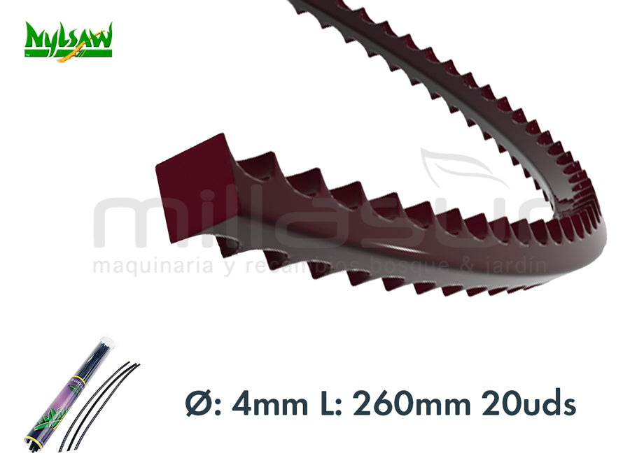 TUBO TIRAS NYLON "DIENTE TIBURON" 20uds 260 x 4.00 mm.