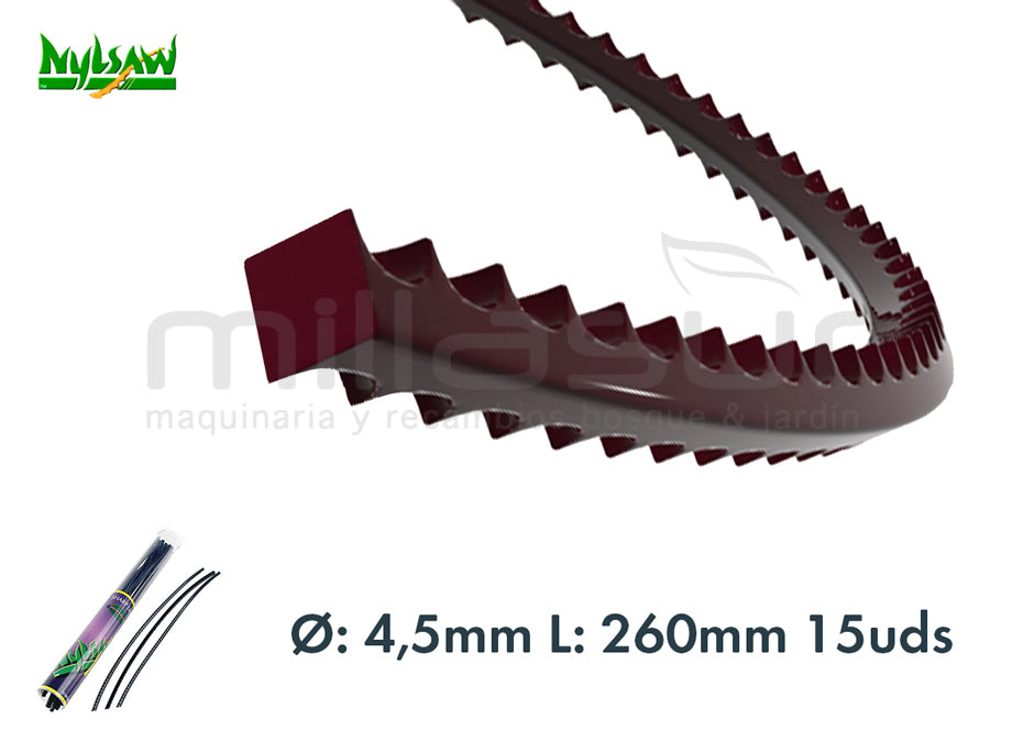 TUBO TIRAS NYLON "DIENTE TIBURON" 15uds 260 x 4.50 mm.